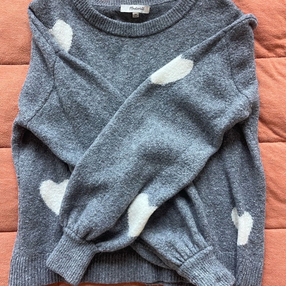 Madewell Women's Gray Heart Sweater